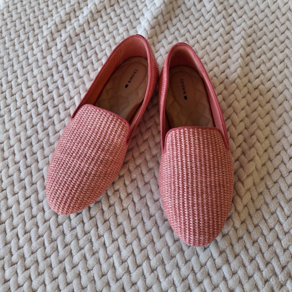 Women's Birdies The Starling in Lipstick Pink Raffia Slip On Loafers